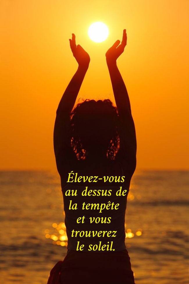 Élevez-vous  au dessus de  la tempête  et vous  trouverez  le soleil.