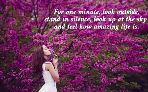  For one minute, look outside,  stand in silence, look up at the sky  and feel how amazing life is. 