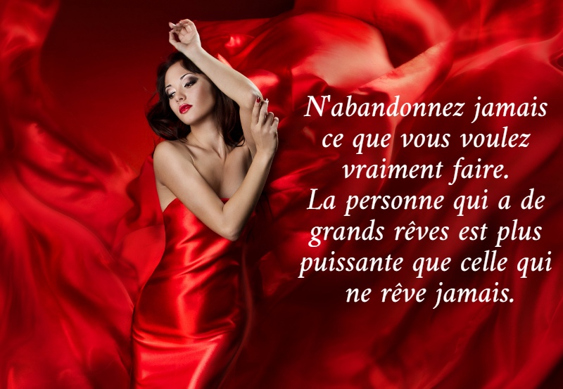 N'abandonnez jamais  ce que vous voulez  vraiment faire.  La personne qui a de  grands rêves est plus  puissante que celle qui  ne rêve jamais.