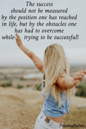 The success  should not be measured  by the position one has reached  in life, but by the obstacles one  has had to overcome  while     trying to be successful!