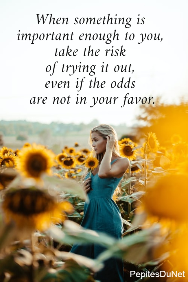 When something is  important enough to you,  take the risk  of trying it out,  even if the odds  are not in your favor.